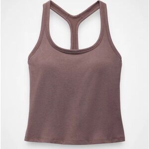 Prana Women’s Heavana Racerback Tank Top Carob Heather Tan Shelf Bra Size Medium